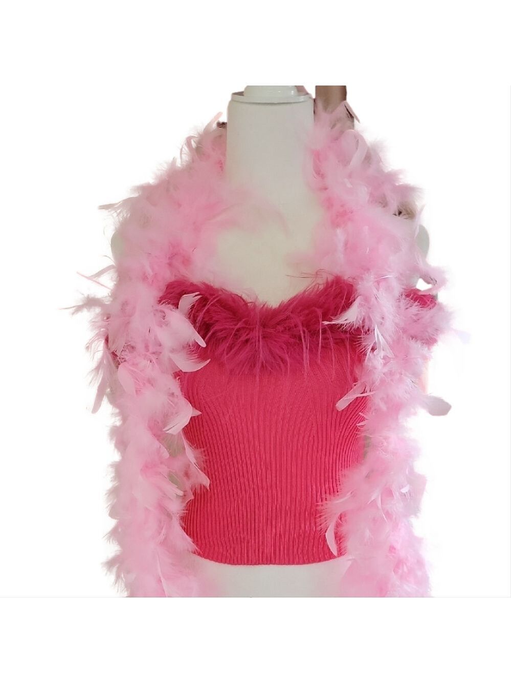 Pink Feathered Tube Top with 2 Boas